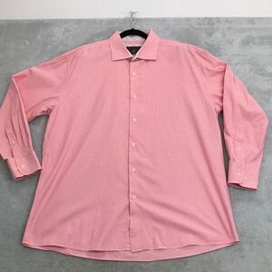 Tattersall London Orange and White Checked Dress Shirt 17.5